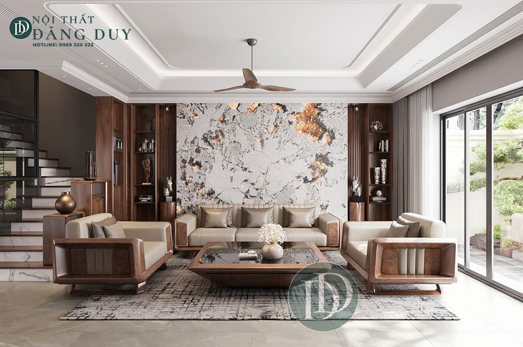 Mẫu Ghế sofa gỗ óc chó SF05
